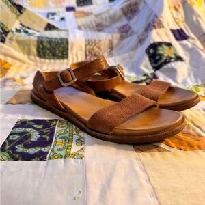 Kork-Ease Yucca Leather Ankle Strap Sandals - Tan - Size 8